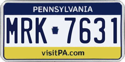 PA license plate MRK7631