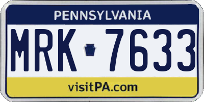 PA license plate MRK7633