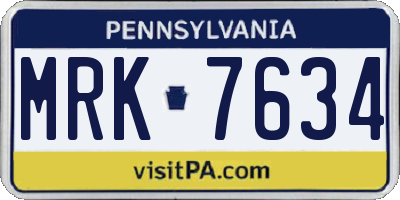 PA license plate MRK7634