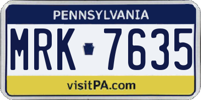 PA license plate MRK7635