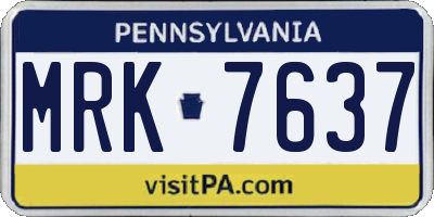 PA license plate MRK7637
