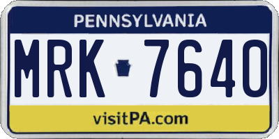 PA license plate MRK7640