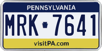 PA license plate MRK7641
