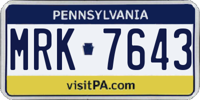 PA license plate MRK7643