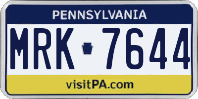 PA license plate MRK7644