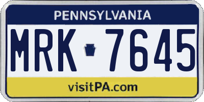 PA license plate MRK7645