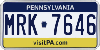 PA license plate MRK7646