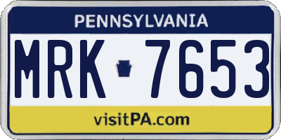 PA license plate MRK7653