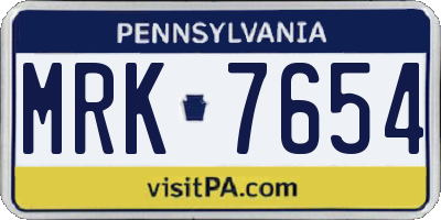 PA license plate MRK7654