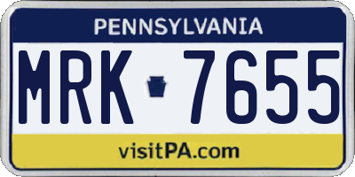 PA license plate MRK7655