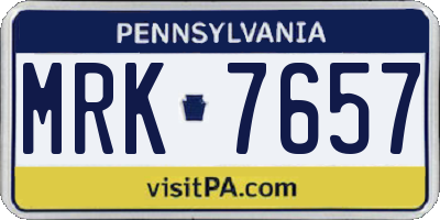 PA license plate MRK7657