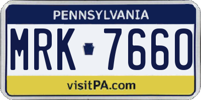 PA license plate MRK7660