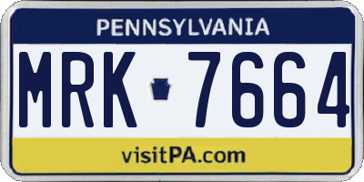 PA license plate MRK7664