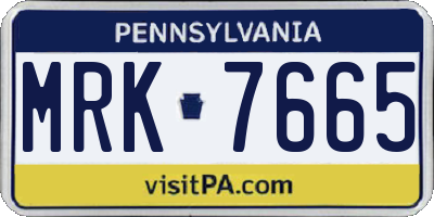 PA license plate MRK7665