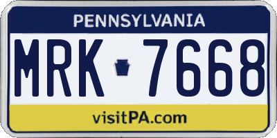 PA license plate MRK7668