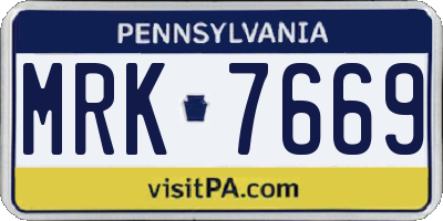 PA license plate MRK7669