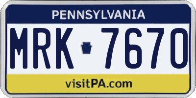 PA license plate MRK7670