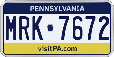 PA license plate MRK7672