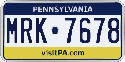 PA license plate MRK7678