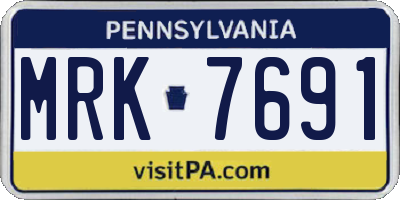 PA license plate MRK7691