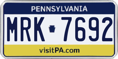PA license plate MRK7692