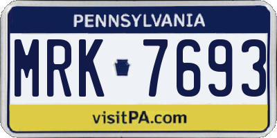 PA license plate MRK7693