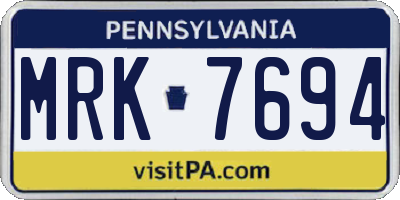 PA license plate MRK7694