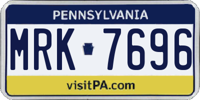 PA license plate MRK7696