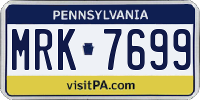 PA license plate MRK7699