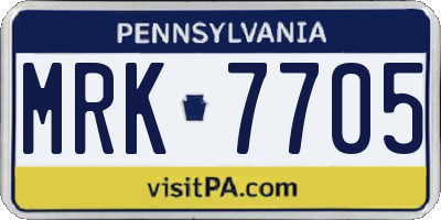 PA license plate MRK7705