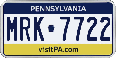 PA license plate MRK7722