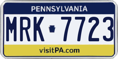 PA license plate MRK7723