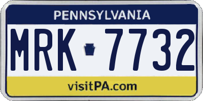 PA license plate MRK7732