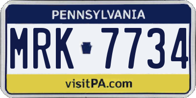 PA license plate MRK7734
