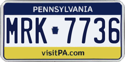 PA license plate MRK7736