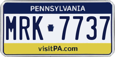 PA license plate MRK7737