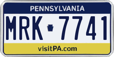 PA license plate MRK7741