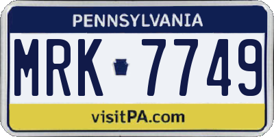 PA license plate MRK7749