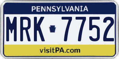 PA license plate MRK7752