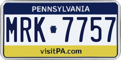 PA license plate MRK7757