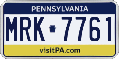 PA license plate MRK7761