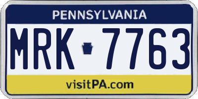 PA license plate MRK7763