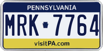 PA license plate MRK7764