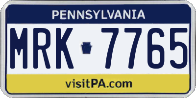 PA license plate MRK7765