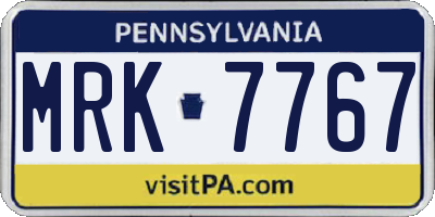 PA license plate MRK7767