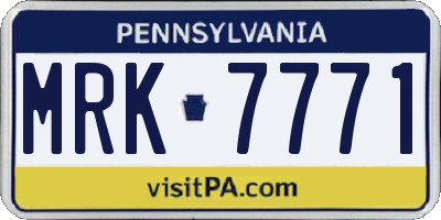 PA license plate MRK7771