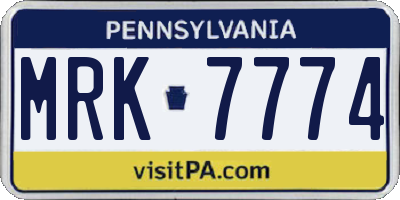 PA license plate MRK7774