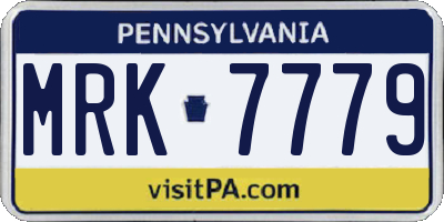 PA license plate MRK7779