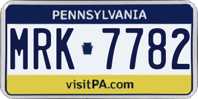 PA license plate MRK7782
