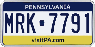 PA license plate MRK7791